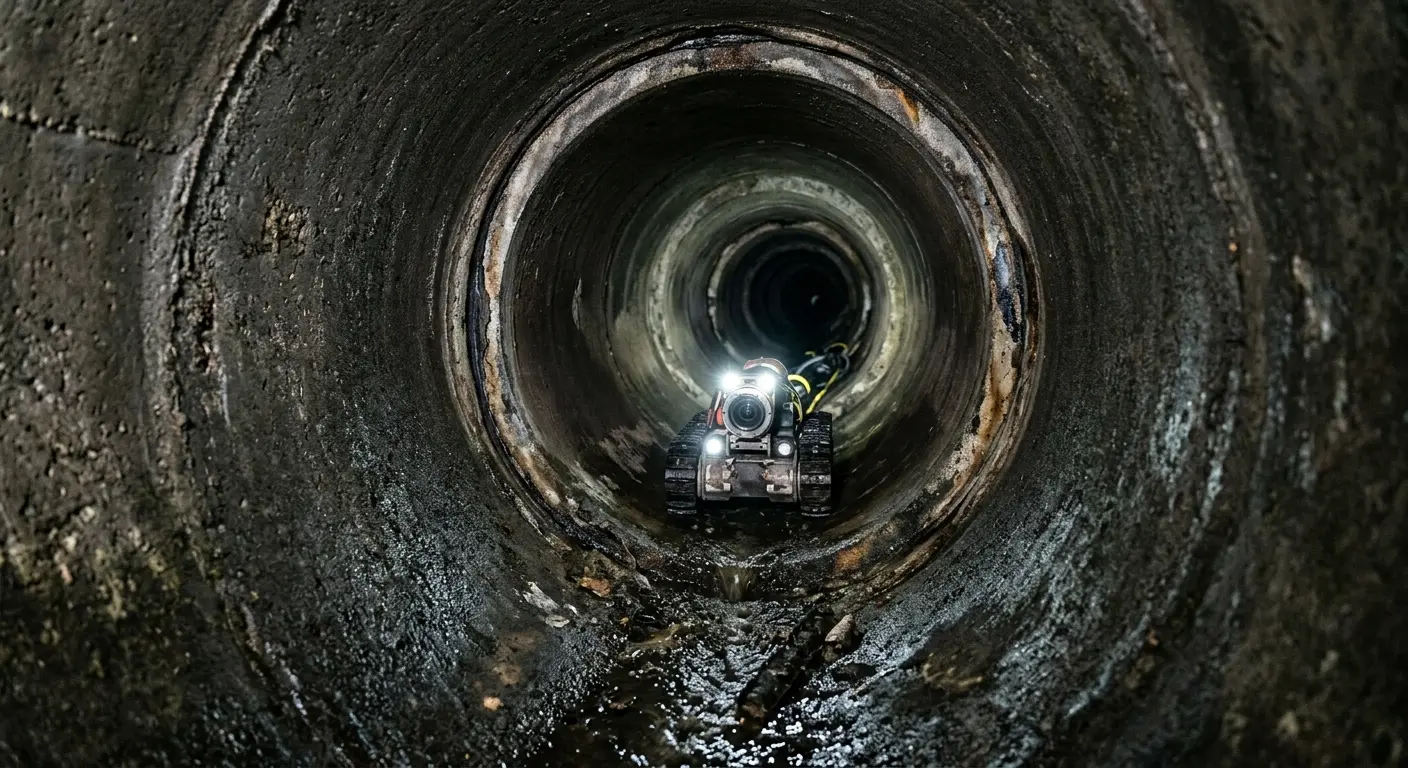Robotic sewer camera inspecting pipe interior for Sewer Line Cleaning in High Point